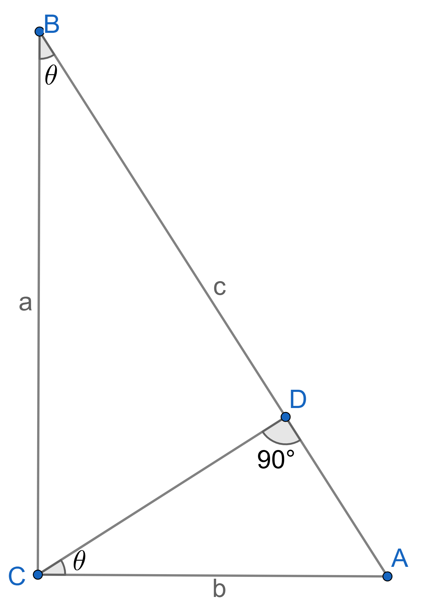 An image of a right angled triangle